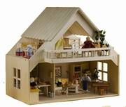Puppenhaus mit Balkon (natur)